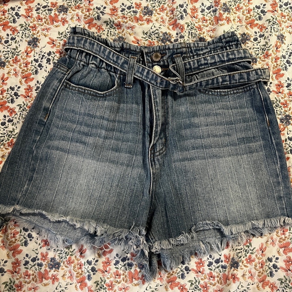 High waisted denim shorts